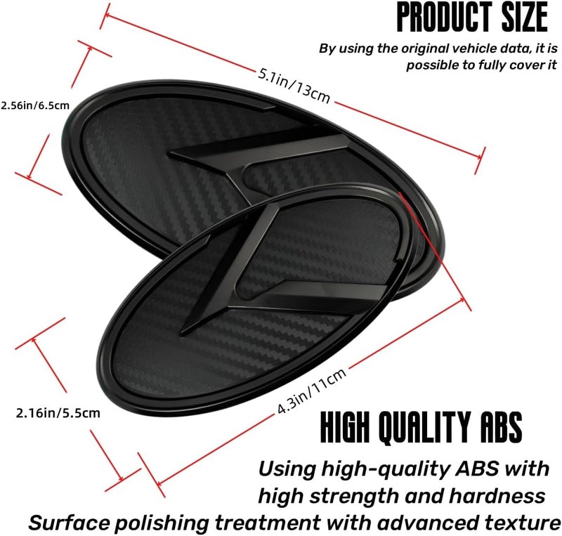 JULOPO 2Pcs K Logo Front Hood Trunk Emblem Badge Compatible with Forte Sedan Optima Cerato .etc (Carbon Fiber Black) - Image 2